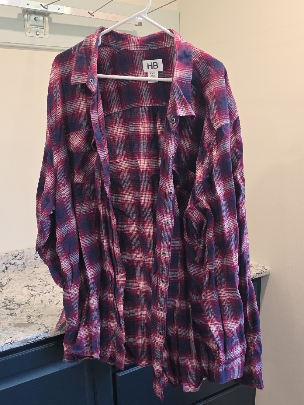 Harbor Bay Red and Blue Plaid Casual Button Down Shirt